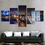 RuYun 5 Pieces Canvas Painting City Building Nightscape Pictures Print Cityscape Painting Modern Wall Art Home Decor For Living Room 30x40 30x60 30x80cm no frame
