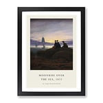 Moonrise Over The Sea By Caspar David Friedrich Exhibition Museum Painting Framed Wall Art Print, Ready to Hang Picture for Living Room Bedroom Home Office Décor, Black A3 (34 x 46 cm)