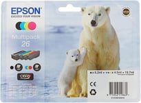 Genuine Epson 26, Polar Bear Multipack Ink Cartridge, T2616, C13T26164012