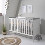 https://furniture123.co.uk/Images/2110301172C_3_Supersize.jpg?versionid=2 Cot Bed with Mattress and Top Changer in White Grey - Rio Tutti Bambini