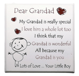 Plaque Dear Grandad is Really Special Your Little Boy Wood Cream 20cm F1105D