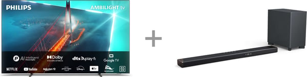 Philips OLED708 48" 4K OLED Ambilight Google TV + Fidelio B95 5.1.2. Dolby Atmos Soundbar -tuotepaketti