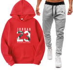 ZGRW Ensemble de survêtement pour homme Jordan 23# - Uniforme de basket-ball - Pantalon de jogging à capuche - Pour homme et femme - Rouge - XL