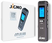 32GB Dictaphone Voice Recorder with 180 Hour Battery - Expandable to 64GB - MP3 Player - Recording Microphone for Lectures - JiGMO (JVR32-32G)