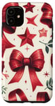 Coque pour iPhone 11 Retro Aesthetic Red Ribbons and Bows in Watercolor