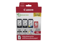 Canon PG-545 XL/CL-546XL Photo Value Pack - 3-pack - svart, färg (cyan, magenta, gul) - original - bläckpatron/papperssats
