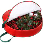 Wreath Storage Bag Wreath Storage Container, 30 x 7 Inch Zippered Bag with Stainless Steel S Hook for Valentine Christmas Holiday Artificial Wreaths (Red)
