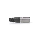 XLR-kontakt | Rak | Hane | Nickelplaterad | Skyddskåpa | Kabel input diameter: 7.0 mm | Metall | Silver | 10 st. | Plastpåse
