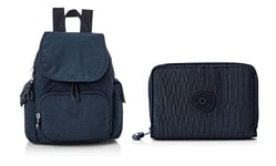 Kipling City Pack Mini, Backpacks Femme, Bleu 2, 14x27x29 cm + WALLETS MONEY LOVE Blue 2