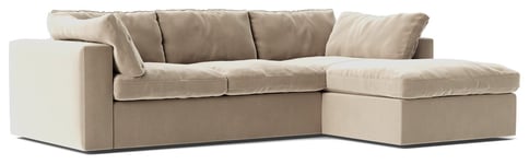 Swoon Seattle Velvet Right Hand Corner Sofa - Taupe 5 Seater