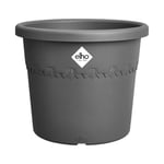 Elho Algarve Cilindro 30cm - Grand Pot de Fleurs Extérieur - Jardinières - Plastique 100% recyclé - Ø 29.5 x H 24.7 cm - Noir/Anthracite
