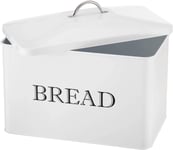 Bread Boxes Retro Large Metal Home Storage Bread Bin with Cover,for Loaves Bagels Chips Dry Food Storage Bread Bin Pastries Baked Goods,Ivory Cream