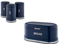 Tower Belle Bread Bin & Tea Coffee Sugar Canisters Kitchen Storage Set in Blue