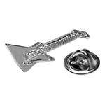 Polished Explorer Guitar silver-plated pin badge