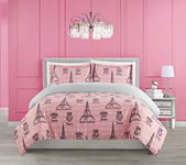 Juicy Couture Duvet Set, Polyester, Pink/Blk/Grey, King