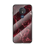 BRAND SET Case for Motorola Moto G7 Play Case Marble Tempered Glass All Inclusive Cover Soft Silicone Edge Hard Case Compatible with Motorola Moto G7 Play-Red