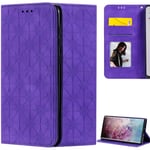 DodoBuy Case for Samsung Galaxy A10/M10, Clover Pattern Magnetic Flip Folio Cover Wallet PU Leather Bag Holder Stand with Card Slots - Purple