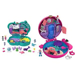 Polly Pocket Otter Aquarium Compact, 2 Micro Dolls, 5 Reveals & Real Littles Toy Suitcase, Toy Carrycase and Toy Journal with 10+ Tiny Surprises and Real Working Micro Stationary