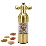 HAIHF Salt and Pepper Mill Grinder Set, Brushed Stainless Steel Finish, Easy to Fill & Use, Great for Himalayan Rock Salt, Pepper, Dried Herbs, Spices, No Shaker Pots Mess