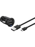 USB Car charger 12V - 2x USB (2.4A) - 1m cable