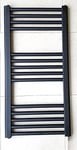 Greenedhouse Milano BLACK Straight Heated Towel Rail W400mm x H800mm Flat Central Heating Towel Radiator