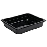 Vogue Polycarbonate 1/2 Gastronorm Container 65 mm Deep, Black, Capacity: 3.8 Litre, 1/2 GN Plastic Gastronorm Tray, Stackable - Fridge, Freezer & Dishwasher Safe - Lid Sold Separately, U458