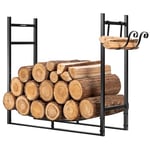 VIVOHOME Support à bois de chauffage robuste pour intérieur et extérieur et housse de rangement pour bois de chauffage avec fermeture éclair (0,8m)