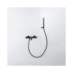 Fortifura - Calvi Robinet de baignoire thermostatique avec douchette stick, support et flexible lisse Noir mat