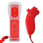 Manette de Jeu Motion Plus pour Wii et Wii U, Accélérateur de Jeu Télécommandé Elégant pour Nintendo Wii et Wii U avec Housse de Protection (Rouge)