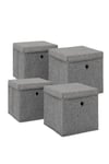 4 x Fabric Storage Boxes with Lid Foldable Square Organiser