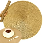 4-Pack Flätade Runda Bordstabletter Guld 38cm