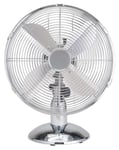 12" Chrome Metal Desk Electric Fan With 3 Speed And Efficient Balanced Base Fan