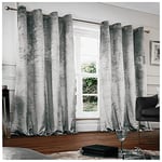 GC GAVENO CAVAILIA Crushed Velvet Curtains For Bedroom, Thermal Insulated Door Curtains, Eyelet Panels, Grey, 90x90