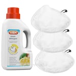 3 Microfibre Cover Pads + Detergent for Vax S2 S2S S2U S2C S3S Steam Cleaner Mop