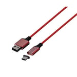 Konix Mythics Câble de charge magnétique 2 m type A à C pour manette DualSense PS5 - Chargement grande vitesse - Rouge