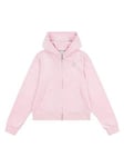 Juicy Couture Girls Diamante Velour Zip Through Hoodie - Almond Blossom, Light Pink, Size Age: 9-10 Years, Women