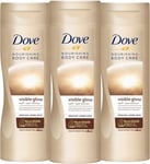 3 Pack Dove Visible Glow Self Tan Lotion Medium to Dark for Gradual Skin Tone, 4