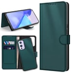 Vizvera Oneplus 9 Case, 2 in 1 Magnetic Split Card Slots Wallet Fiber Leather Flip Cover Compatible with OnePlus 9 5G (UK) (Green)