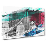 Brooklyn Bridge New York City (4) V2 Canvas Print for Living Room Bedroom Home Office Décor, Wall Art Picture Ready to Hang, 30 x 20 Inch (76 x 50 cm)