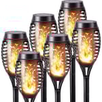 Solcellslampor med Flammeffekt - 6-pack Vattentäta Solcellslampor, Flimmerande Flammeffekt för Dekoration, Trädgård, Patio, Stigen null none
