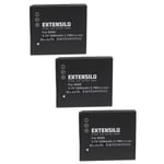EXTENSILO 3x Batteries compatible avec Leica C-Lux 2 appareil photo, reflex numérique (1000mAh, 3,7V, Li-ion)