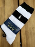 Genuine POLO RALPH LAUREN Black White Striped Ankle SOCKS One Size 793111-C RL23