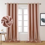 HOMEIDEAS 2 Panels Faux Silk Curtains Blush Pink Blackout Curtains 52 X 108 Inch Drop Room Darkening Curtains for Bedroom, Thermal Insulated Window Drapes Curtains for Living Room