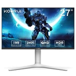 KOORUI Écrans PC Gaming 27 Pouces, QHD(2560 * 1440), 240Hz, VA Mini LED, 1ms, Adaptive Sync, 2xHDMI 2.0 & DisplayPort 1.4, HDR 1000, DCI-P3 95%, VESA 75 * 75mm, Eye Care, Réglable en Hauteur