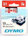 Tape Dymo D1 19mm x 7m - Sort/rød