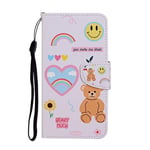 Samsung Galaxy A50 Case Phone Cover Flip Shockproof PU Leather with Stand Magnetic Money Pouch TPU Bumper Gel Protective Case Wallet Case Smiley bear