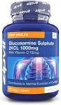 Glucosamine 2Kcl 1000Mg with Vitamin C, 180 Vegan Glucosamine Sulphate Tablets.