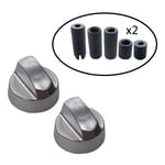 Two UNIVERSAL for SMEG Cooker Oven Hob Silver Control Knob Ten Adapters