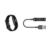 Fitbit Inspire 2 Health & Fitness Tracker with 1-Year Premium Included, 24/7 Heart Rate & up to 10 Days Battery, Black & FB161RCC Flex 2 Charging Cable
