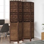 Room Divider 4 Panels Dark Brown Solid Wood Paulownia vidaXL
